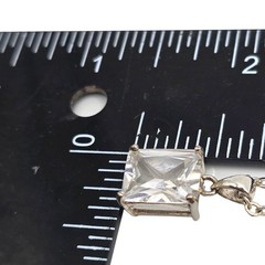 Necklace Crystal Pendant Square Shaped Signed JLO Silver Tone 18″ L SKU 2239