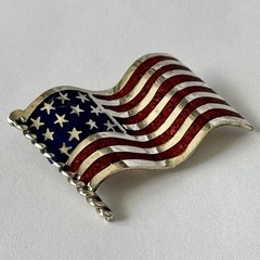Vintage Sterling Silver .925 American Patriotic Flag Pin USA