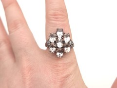 Vintage Sterling 925 Gemstone Morganite White Topaz Rose Gold Plated Ring s10