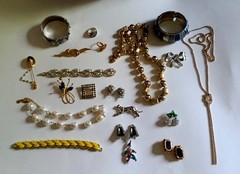 Vintage Jewelry LOT Signed Necklace Earrings Brooch Ring Bracelet Trifari More