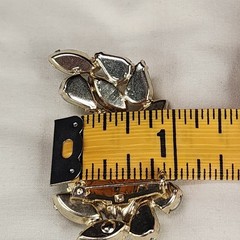 Vintage Turquoise Yellow Green Rhinestone Brooch Pin Gold tone Prong Set Stones