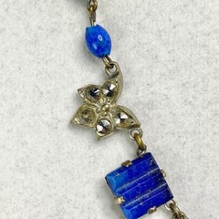 Vintage Art Deco Sterling Silver Costume Glass & Blue Sodalite Jewelry Lot As Is