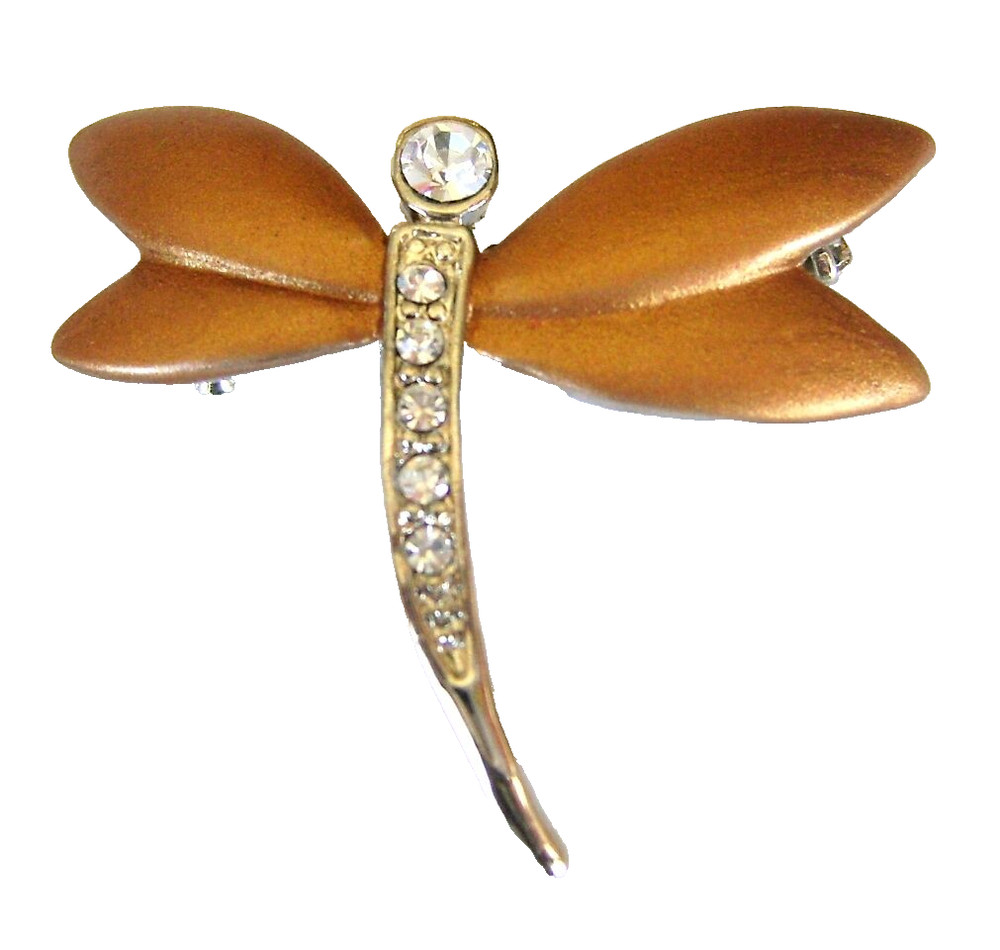 Dragonfly Brooch Silver Plated Metal Rhinestone Pin Enamel Mothers Day Gifts