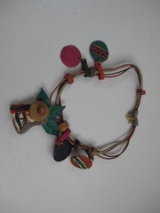 Vintage Artisan Necklace Siesta Polymer Clay Convertible pin pendant OOAK