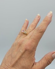Vtg Sz 6 Ring Pink Clear Cubic Zirconia 18K GE Gold Electroplate Jewelry USA S#2