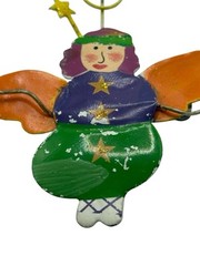 Vintage Angel Fairy Pixie Brooch Pin Quirky Painted Unusual Metal Stars Figural