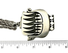 Pewter R Tennesmed Sweden Viking Ship Pendant Necklace Scandinavian Modernist