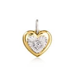 Sterling Silver and 14kt Yellow Gold Heart Charm with Single Lab-Grown Diamond