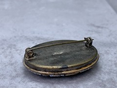 Woman’s Vintage Micro Mosaic Tesserae Glass Pin Italy Oval Floral Brooch Gift