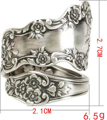 925 Sterling Silver Oxidized Spoon Ring Adjustable Vintage Jewelry for Women