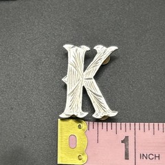 Vintage Rare Sterling 925 Mexican Monogram P K Screw Back Brooch Set 4029