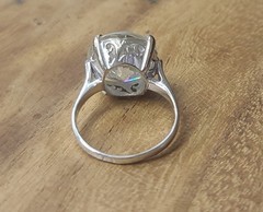 14k White Gold Vintage Filigree Engagement Ring 9.75CT.Natural Round Diamond Cut