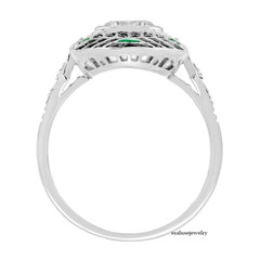 Vintage Art Deco Style Lab Created Diamond Engagement 14K White Gold Finish Ring