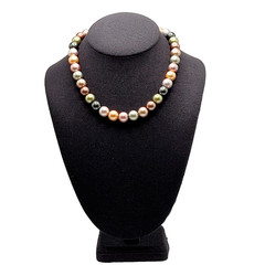 Lustrous Pastel Metallic Coated Glass Faux Pearls Earthy Jewel Tones 19 Inch