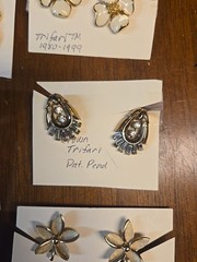 Lot 14 Pairs Vintage TRIFARI Earrings Signed Crown TM 1940s-90s Gold Tone Pearl