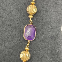 Vintage Unbranded Gold Tone Necklace With Emerald Cut Faux Amethyst Stones