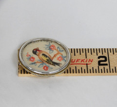 VTG Vatican Hand Painted Bird Sterling Silver 800 Pin/Pendant Signed 1″ 90’s