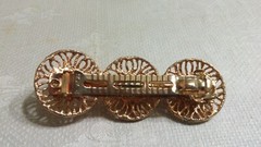 Vintage Revlon Textured GT Metal Faux Pearl Cabochon Triple Circle Hair Barrette
