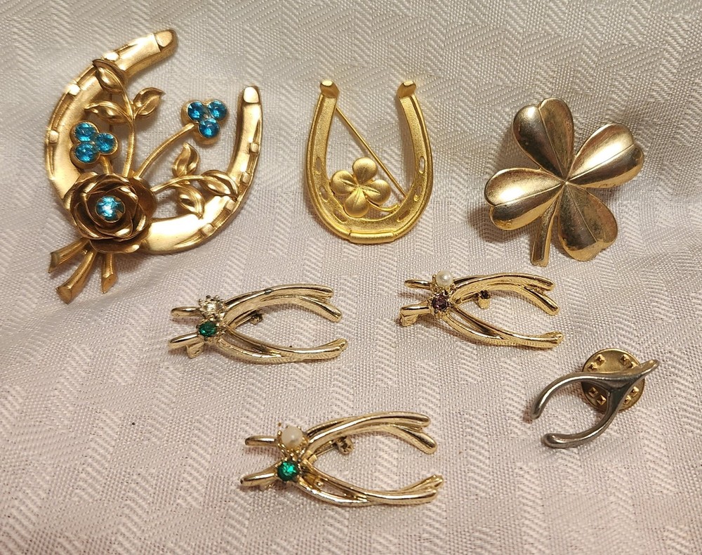 Vintage Good Luck Charm Brooch/Pins Lot