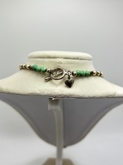 Vintage Southwestern Style Silver And Green Tone Necklace 19in Beaded Jewelry
