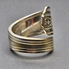 Vintage Avon Silver Plate Spoon Ring Size 8.5 Floral Heart Etched Bypass