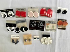 Vintage Earrings Lot of 14 Pairs Retro 80s w/Post Backs, All New Never Worn
