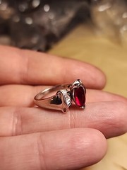 Red And Clear Cubic Zirconia Sterling Silver 925 Ring Size 7 5g vintage