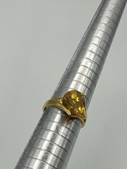 Gold plated fancy cut yellow orange stone cocktail ring size 8.25 vintage