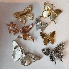 Vintage Butterfly Brooch Lot 7pc BSK Sterling Mexico 925 Enamel Rhinestone