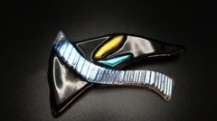 Vintage 1992 Hand Made Artisan Signed DAB Brooch 7.9 x 4.5 cm BB4