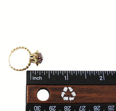 Vintage Solid 14K Yellow Gold Ring Ruby Diamond Cluster Fine Fancy Jewelry