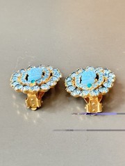 Vintage Verified JULIANA D&E Robins Egg Blue Cameo Brooch & Earring Set