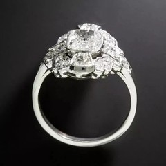 Art Deco Vintage Style 4.29Ct Lab Created Diamond Wedding 14K White Gold FN Ring