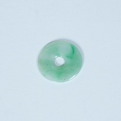 VTG Moss In Snow Variegated Jadeite Donut Pendant ~24mm diam, ~2.53g, no bale
