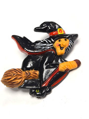 Vintage 70’s Hallmark Cards Halloween Witch Riding A Broomstick Pin / Brooch