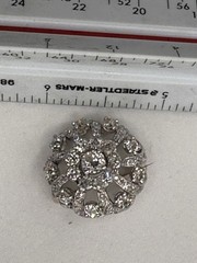 Antique 14K Two Gold Diamond Cluster (2.4c) Brooch Pin Art Deco Style Wght: 9.6g
