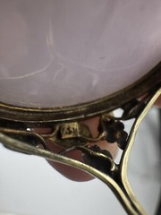 VINTAGE ANTIQUE 14K YELLOW GOLD GENUINE LAVENDER JADE SEED PEARL RING SZ. 6 3/4