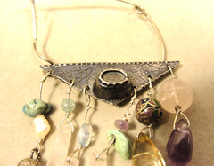 Handmade Modernist Linda Kaye-Moses Various Stones and Sterling Pin