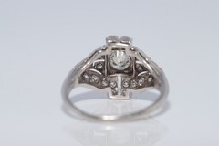 Antique Circa 1920s Handcrafted Art Deco Platinum Natural Diamond Ring