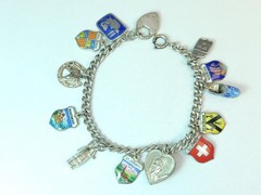 Vintage REU 800 Enamel City Shield Euro 12 Charm Bracelet Silver Sterling