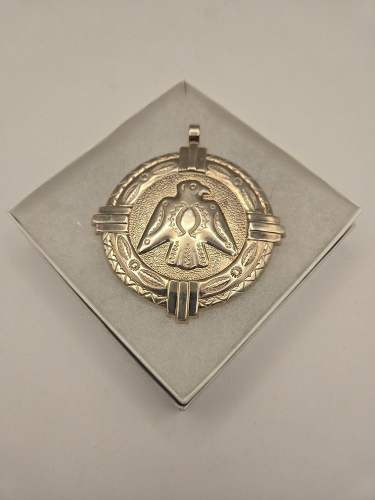 Bell Trading Post Nickel Silver Navajo Style Thunderbird Pendant In Gift Bix