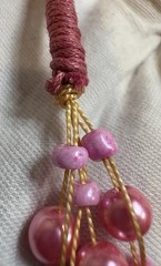 Vintage Handmade Necklace Pearl Dyed Agate Triple Strand Necklace Button Close