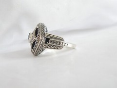 Sterling Silver 925 Heated Blue Topaz Etruscan Style Ring Size 9