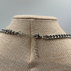 Vintage Silver Tone Cuban Link Chain Necklace Adjustable Lobster Clasp 16-18″