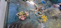 Vintage Enamel Flower Brooch Pin Lot Signed Coro Gerrys Avon Sarah Coventry Gold