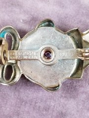 Pair Of Uncas Mexico Shell Button Blue Rhinestone Boy + Girl Pins 1949 Mfg Co