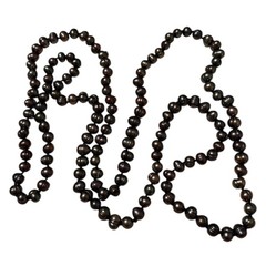 Vintage 50” Baroque Freshwater Pearl Necklace Ringed Peacock Iridescent Knotted