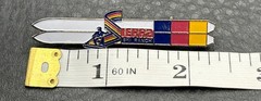 Terra Ski Ranch Vintage Enamel Brooch Lapel Tie Pin Skier Rainbow