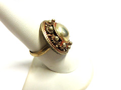 Vintage sterling silver one inch round shape sz 8.25 wgt 10grams concho style
