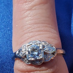Original EARTH MINED DIAMOND Deco Engagement Ring VINTAGE PLATINUM Solitaire 8